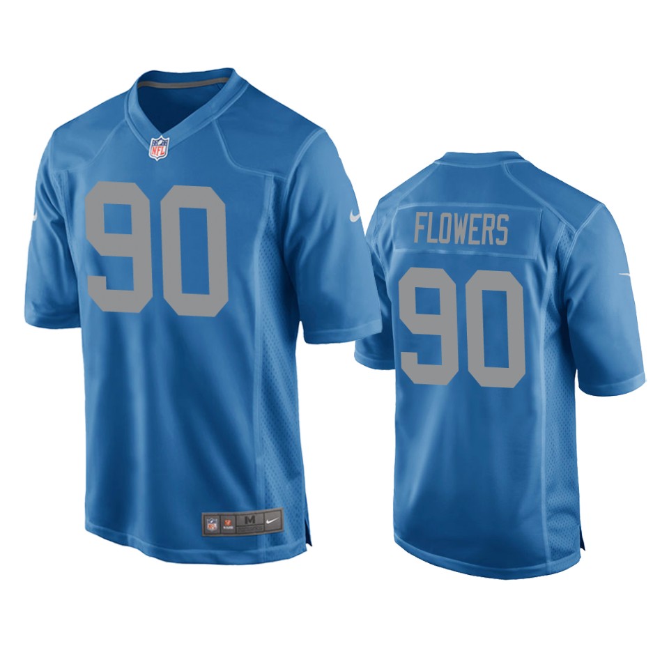 Detroit Lions Trey Flowers Blue Throwback Game Jersey