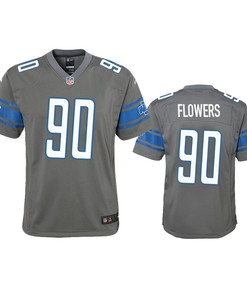 Detroit Lions Trey Flowers Steel Color Rush Game Jersey