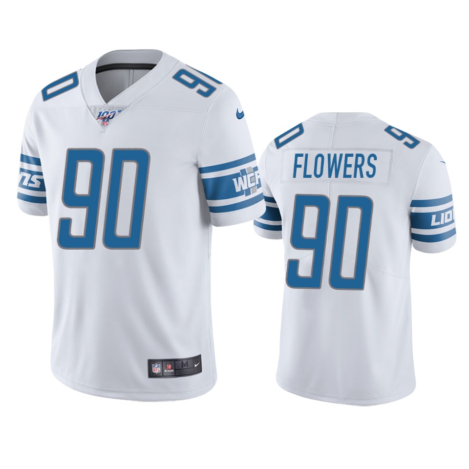 Detroit Lions Trey Flowers White 100th Season Vapor Limited Jersey