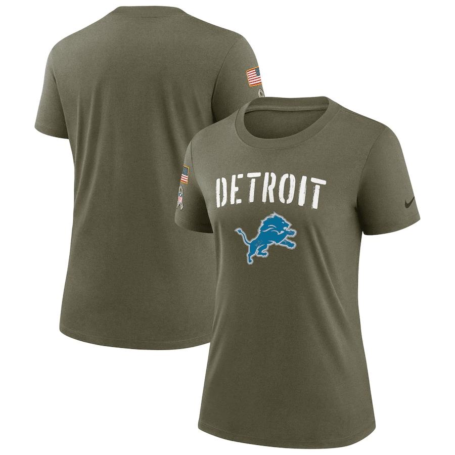 Detroit Lions Women's 2022 Salute To Service Legend T-Shirt - Olive