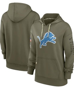 Detroit Lions Women's 2022 Salute To Service Performance Pullover Hoodie - Olive