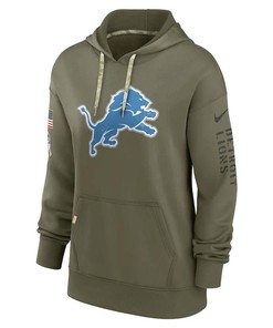 Detroit Lions Women's 2022 Salute To Service Performance Pullover Hoodie - Olive