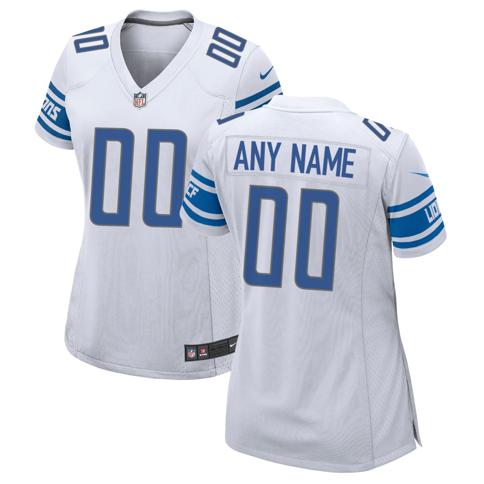 Detroit Lions Womens Custom Game Jersey - White Custom Jerseys Nfl