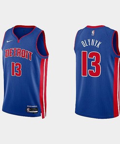 Detroit Pistons 13 Kelly Olynyk 2022-23 Icon Edition Royal Men Jersey