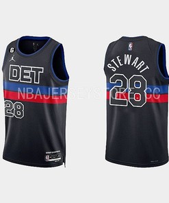 Detroit Pistons 28 Isaiah Stewart 2022-23 Statement Edition Black Men Jersey