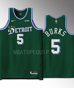 Detroit Pistons 5 Alec Burks Green Men Jersey 2022-23 City Edition