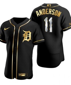 Detroit Tigers #11 Sparky Anderson Mlb Golden Brandedition Black Jersey Gift For Tigers Fans