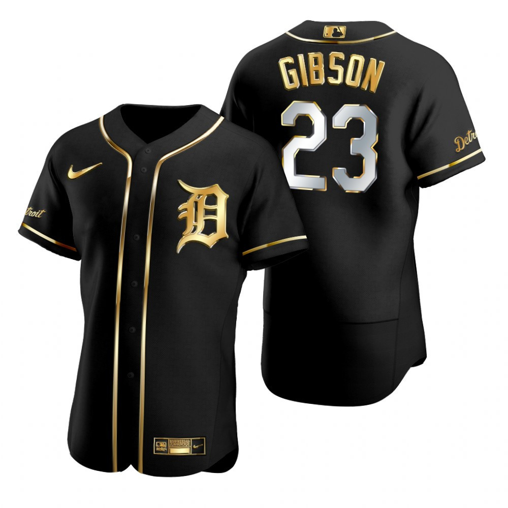 Detroit Tigers #23 Kirk Gibson Mlb Golden Brandedition Black Jersey Gift For Tigers Fans