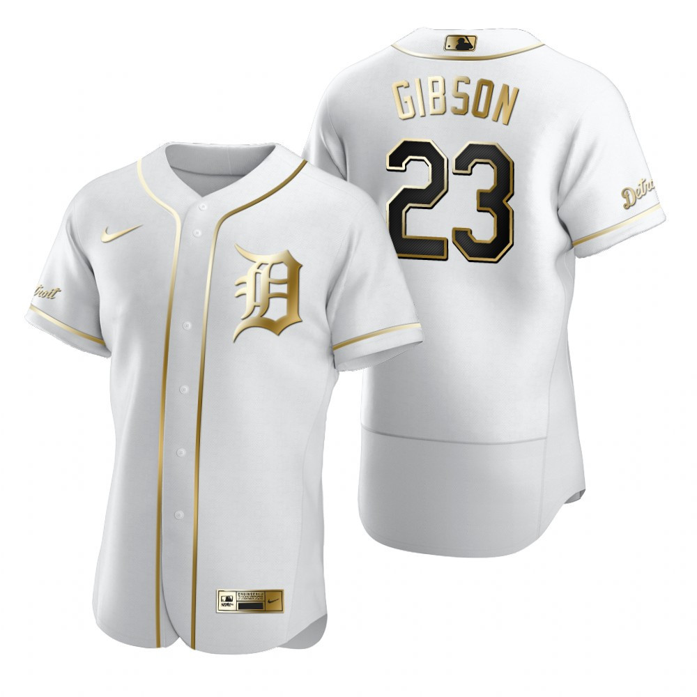 Detroit Tigers #23 Kirk Gibson Mlb Golden Brandedition White Jersey Gift For Tigers Fans