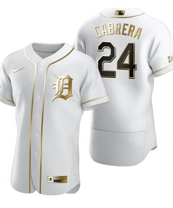 Detroit Tigers #24 Miguel Cabrera Mlb Golden Brandedition White Jersey Gift For Tigers Fans