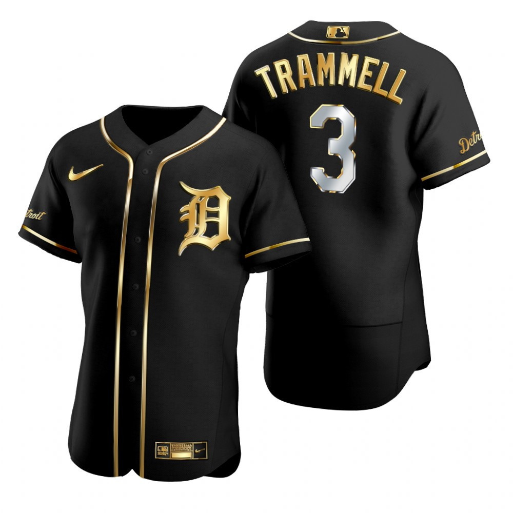 Detroit Tigers #3 Alan Trammell Mlb Golden Brandedition Black Jersey Gift For Tigers Fans