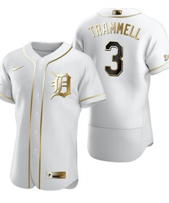 Detroit Tigers #3 Alan Trammell Mlb Golden Brandedition White Jersey Gift For Tigers Fans