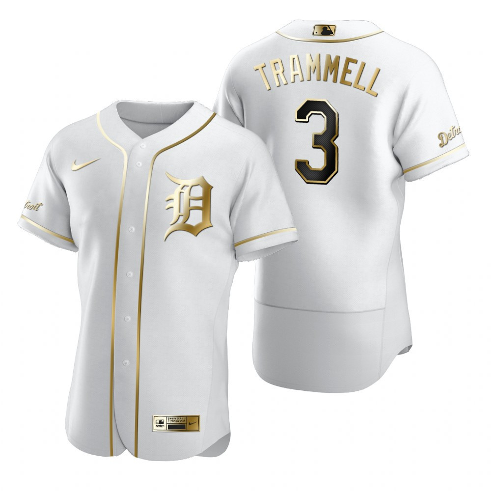 Detroit Tigers #3 Alan Trammell Mlb Golden Brandedition White Jersey Gift For Tigers Fans