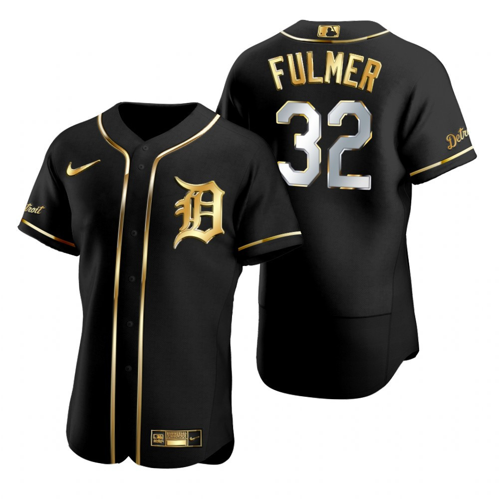Detroit Tigers #32 Michael Fulmer Mlb Golden Brandedition Black Jersey Gift For Tigers Fans