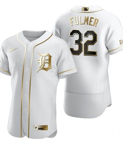 Detroit Tigers #32 Michael Fulmer Mlb Golden Brandedition White Jersey Gift For Tigers Fans