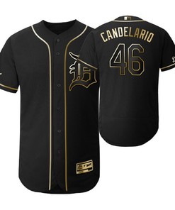 Detroit Tigers #46 Jeimer Candelario Mlb 2019 Golden Brandedition Black Jersey Gift For Tigers Fans