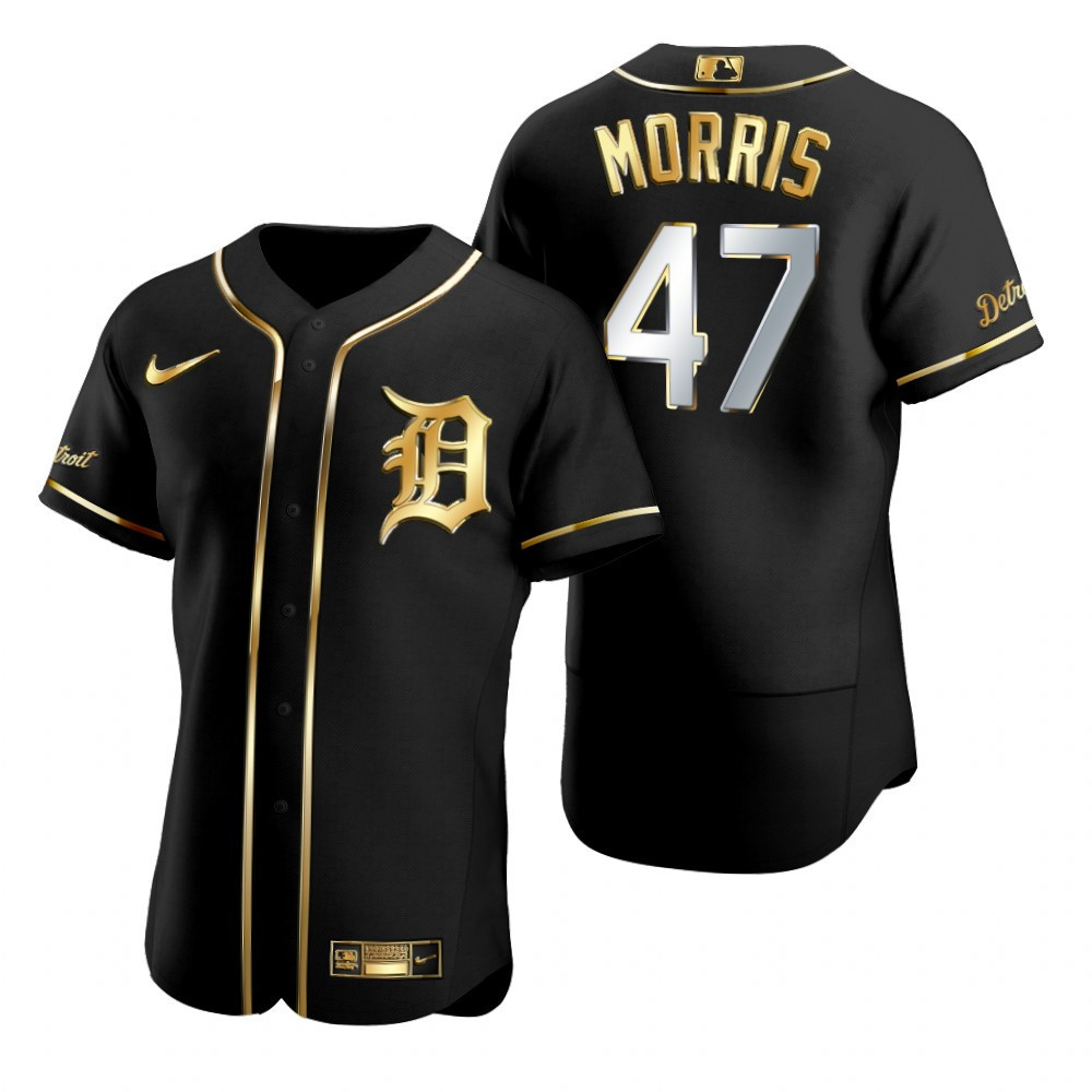 Detroit Tigers #47 Jack Morris Mlb Golden Brandedition Black Jersey Gift For Tigers Fans