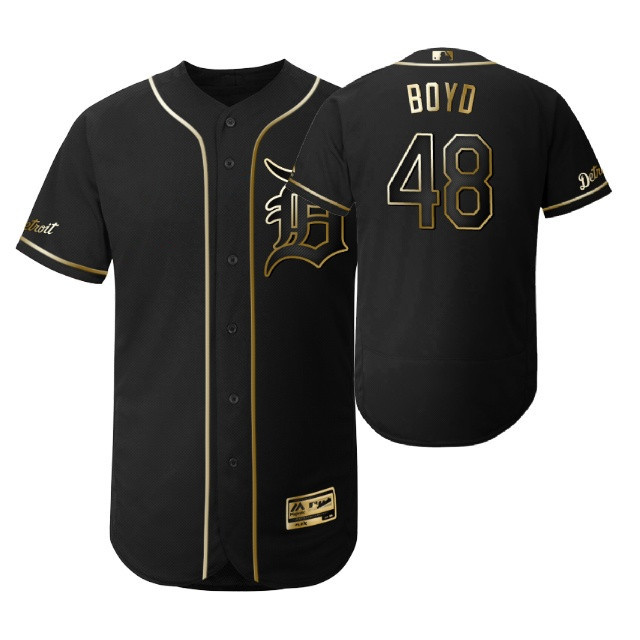 Detroit Tigers #48 Matthew Boyd Mlb 2019 Golden Brandedition Black Jersey Gift For Tigers Fans