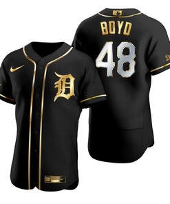 Detroit Tigers #48 Matthew Boyd Mlb Golden Brandedition Black Jersey Gift For Tigers Fans