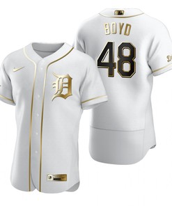 Detroit Tigers #48 Matthew Boyd Mlb Golden Brandedition White Jersey Gift For Tigers Fans