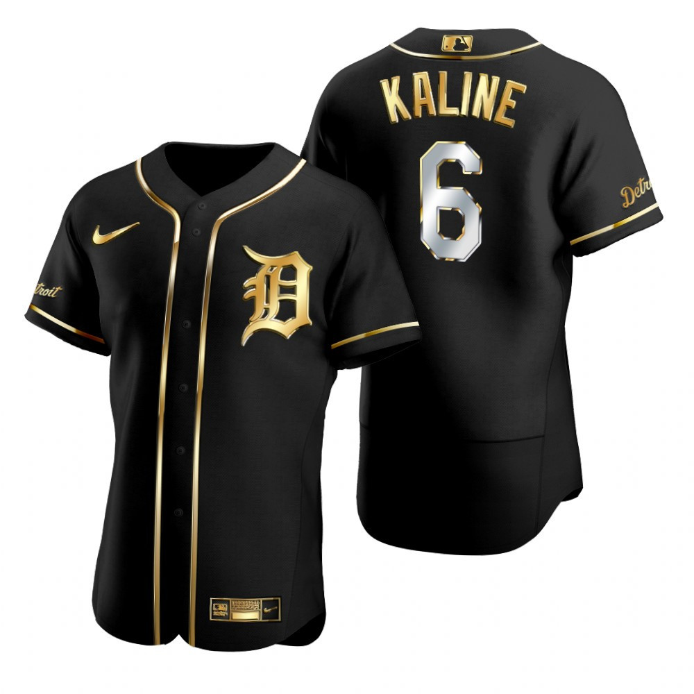 Detroit Tigers #6 Al Kaline Mlb Golden Brandedition Black Jersey Gift For Tigers Fans
