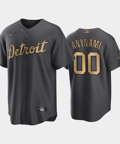 Detroit Tigers Custom 00 2022-23 All-Star Game AL Charcoal Jersey