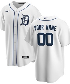 Detroit Tigers Home Custom Men Jersey - White