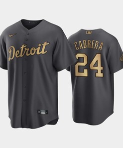 Detroit Tigers Miguel Cabrera 24 2022-23 All-Star Game AL Charcoal Jersey