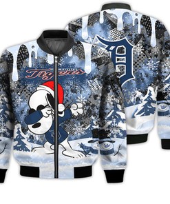 Detroit Tigers Snoopy Dabbing The Peanuts Sports Football American Christmas Dripping Matching Gifts Unisex 3D Bomber Jacket