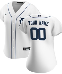 Detroit Tigers Womens Home Replica Custom Jersey - White Custom Jerseys Mlb