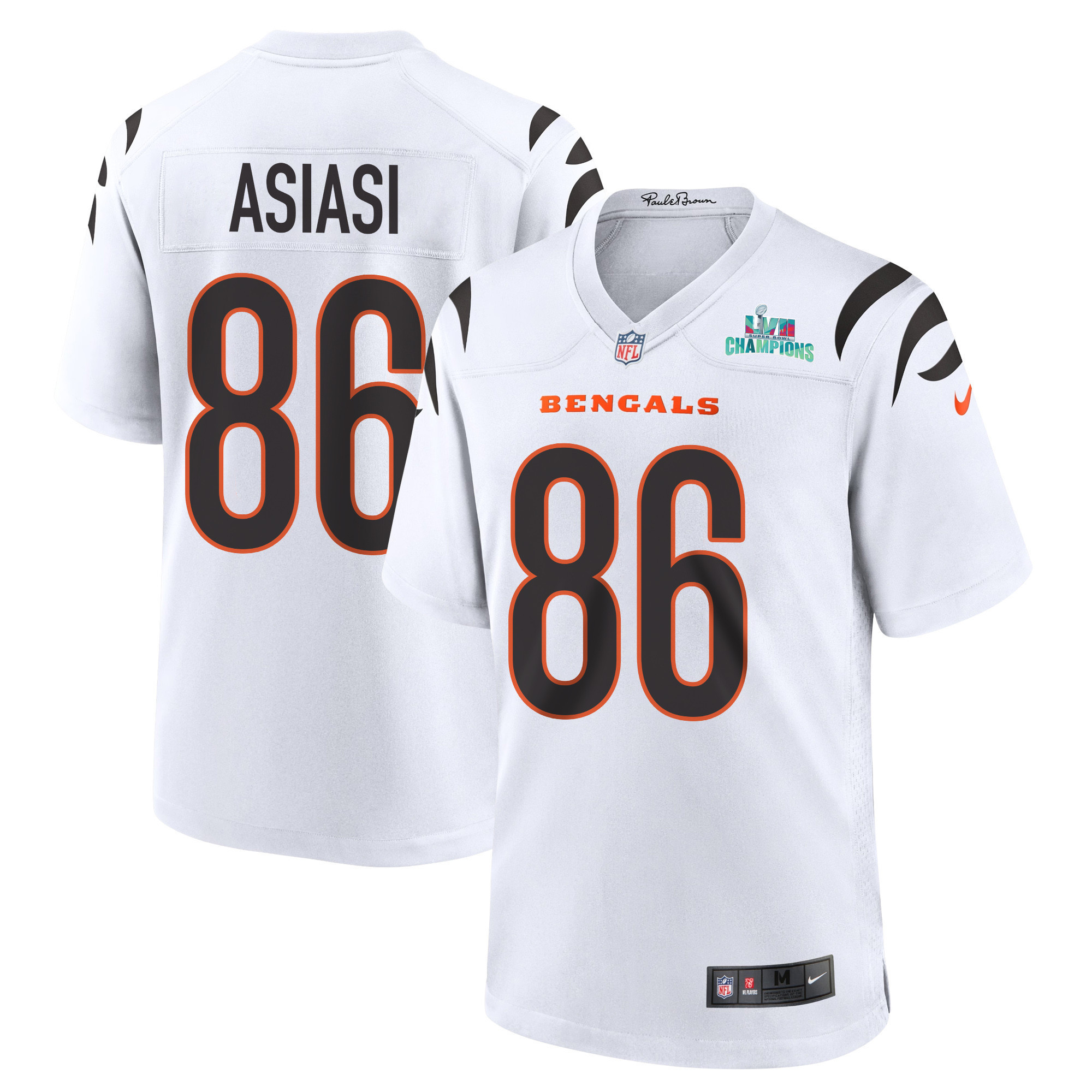 Devin Asiasi 86 Cincinnati Bengals Super Bowl LVII Champions Men Game Jersey - White