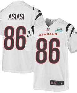 Devin Asiasi 86 Cincinnati Bengals Super Bowl LVII Champions Youth Game Jersey - White
