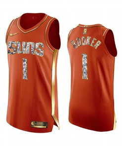 Devin Booker 1 Orange Phoenix Suns 2022 Playoffs Jersey Diamond Edition