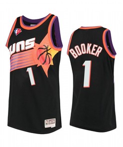Devin Booker 1 Phoenix Suns 75th Anniversary Logo Black Jersey Throwback