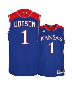 Devon Dotson 1 Kansas Jayhawks Basketball Men Jersey - Blue