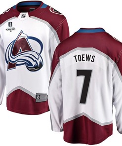 Devon Toews 7 Colorado Avalanche Stanley Cup 2023 Playoffs Patch Away Breakaway Men Jersey - White