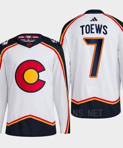 Devon Toews 7 Reverse Retro 2.0 2022 Colorado Avalanche White Jersey Primegreen