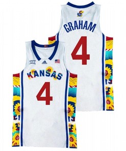 Devonte' Graham 4 Kansas Jayhawks Sunflower Showdown Basketball Men Jersey - White