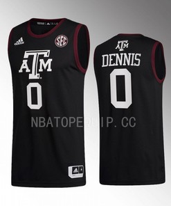 Dexter Dennis 0 Texas AM Aggies Black Jersey 2022-23 College Basketball