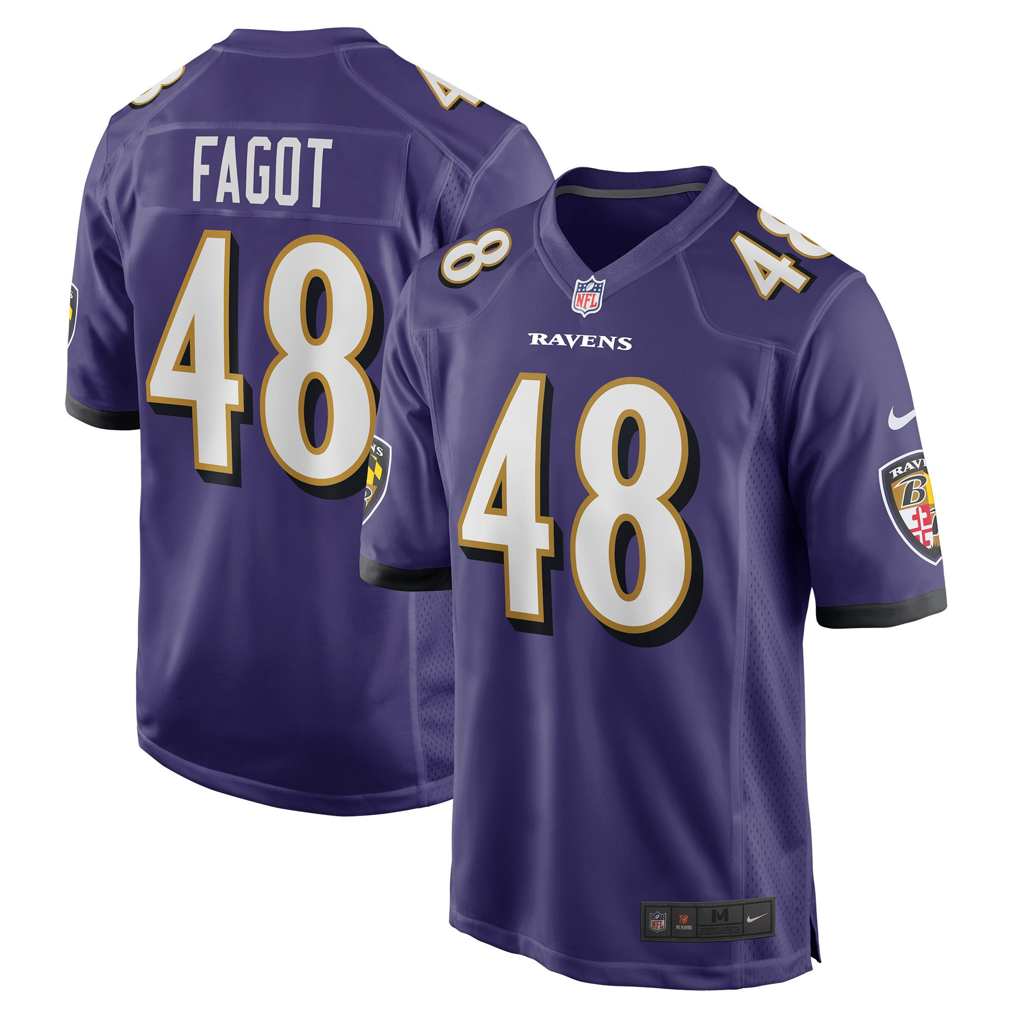 Diego Fagot Baltimore Ravens Player Game Jersey - Purple Nfl