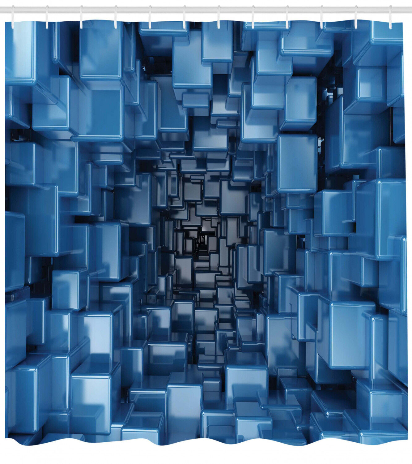 Digital Geometric Print Abstract Shower Curtain for Techy Bathroom Decor