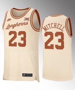 Dillon Mitchell 23 Texas Longhorns Jersey 2022-23 Retro Basketball Cream
