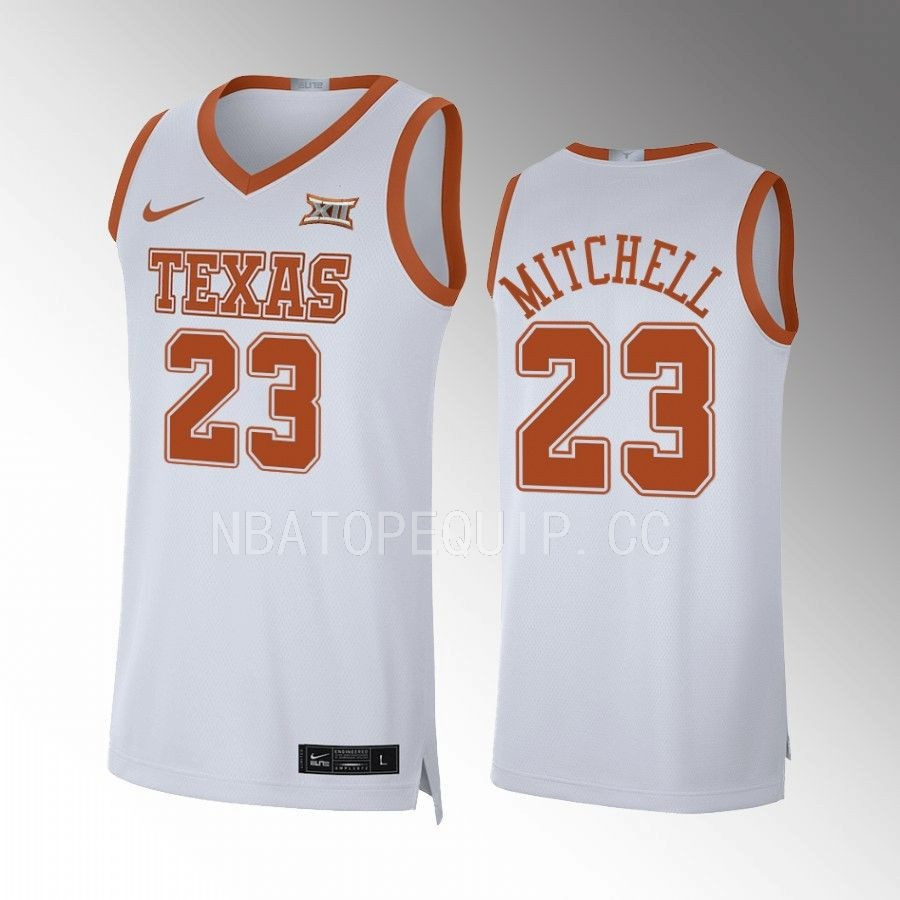 Dillon Mitchell 23 Texas Longhorns White Jersey 2022-23 Limited Basketball