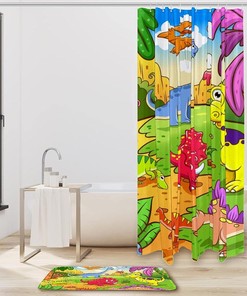 Dinosaur Animal Print Waterproof Shower Curtain for Bathroom