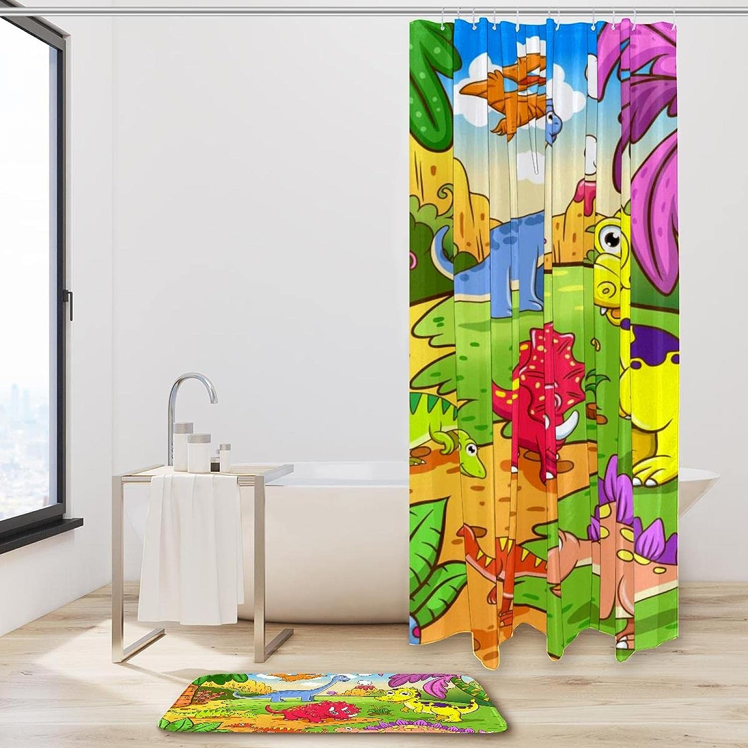 Dinosaur Animal Print Waterproof Shower Curtain for Bathroom