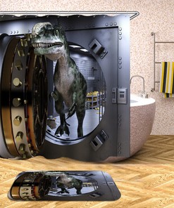 Dinosaur Waterproof Shower Curtain Fabric Bathroom Decor Curtain W/Hooks for a Prehistoric Bathroom