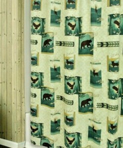 Discover The Wild Shower Curtain - Bear Deer Eagle Fox Cabin Lodge Bath Curtain for Rustic Bathroom Decor