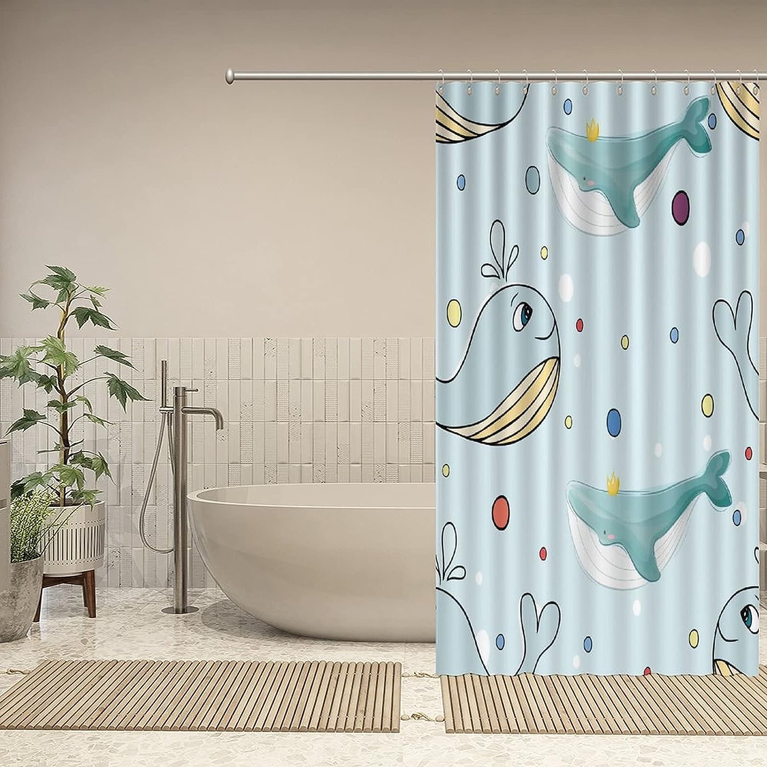 Discover the Beauty of the Ocean with Sea Whale Shower Curtain featuring Sea Theme by ArogGeld