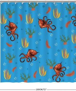 Discover the Ocean with Octopus Shower Curtain featuring Ocean Animal by ArogGeld - Ideal for Bathroom Decor