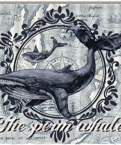 Discover the Wonders of the Ocean with The Sperm Whale Shower Curtain featuring Ocean wildlife Animal by ArogGeld